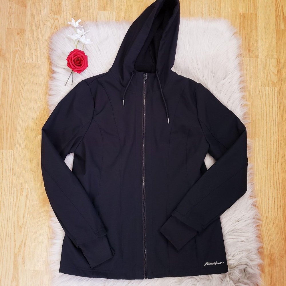 Womens Eddie Bauer Black Jacket Fleece Lined Med